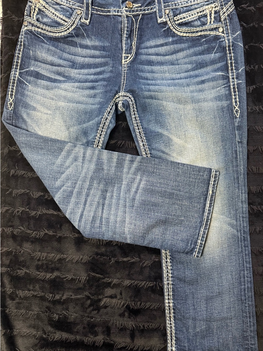 Rock Revival Women's Faded Blue Skinny Jeans with Embroidered Back Pockets - Picture 3 of 3